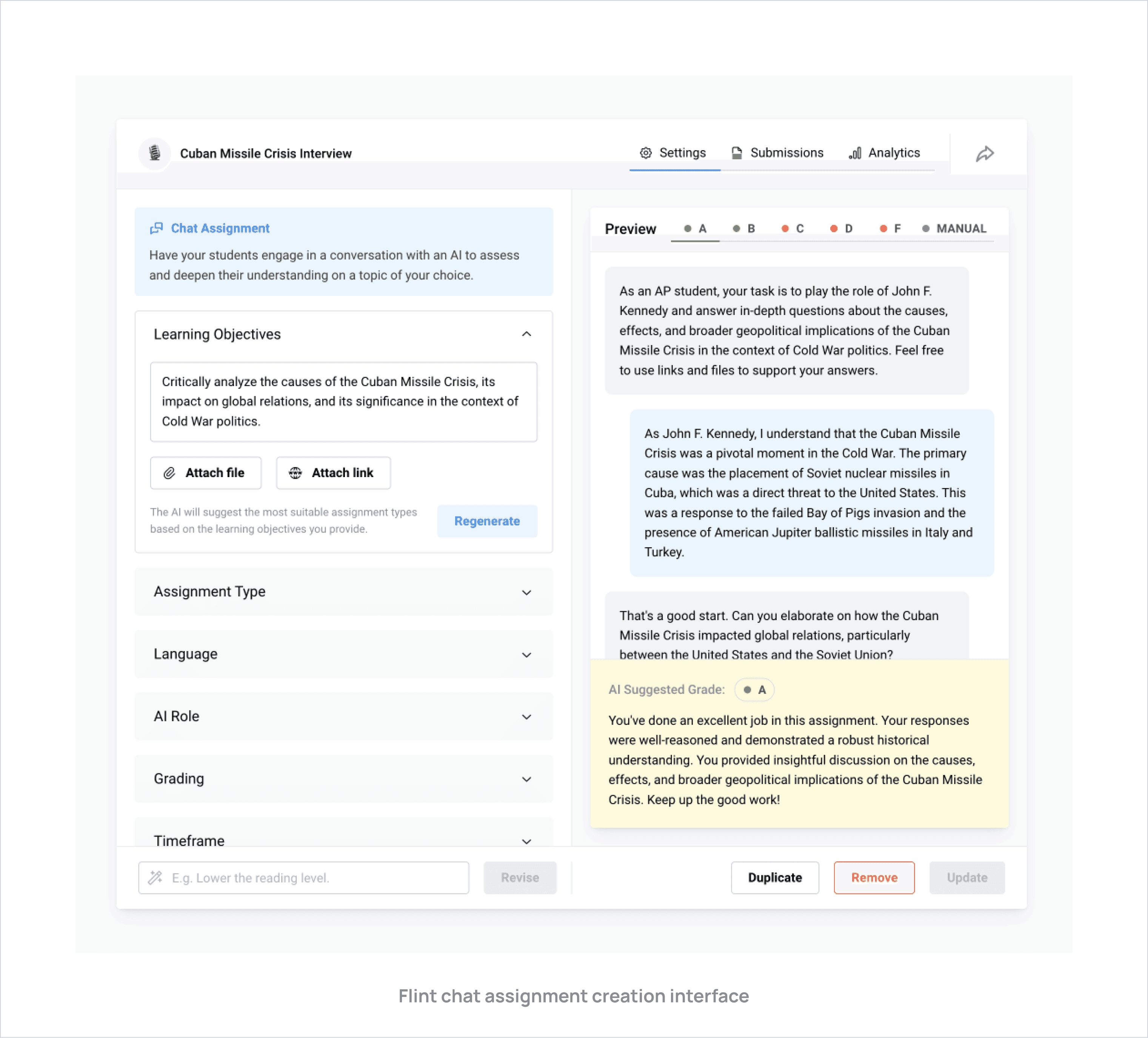 Flint chat assignment creation interface