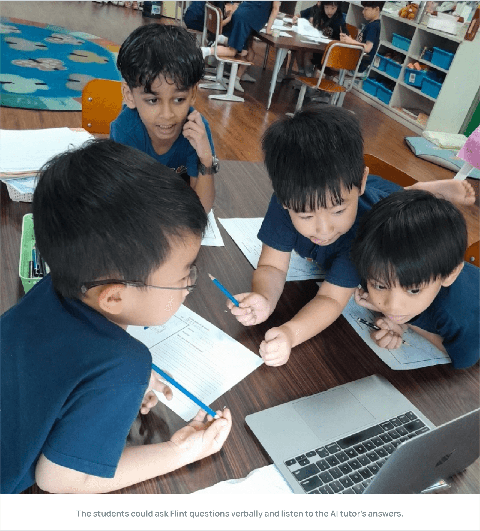 Groups of students worked together to ask the Flint tutor questions.