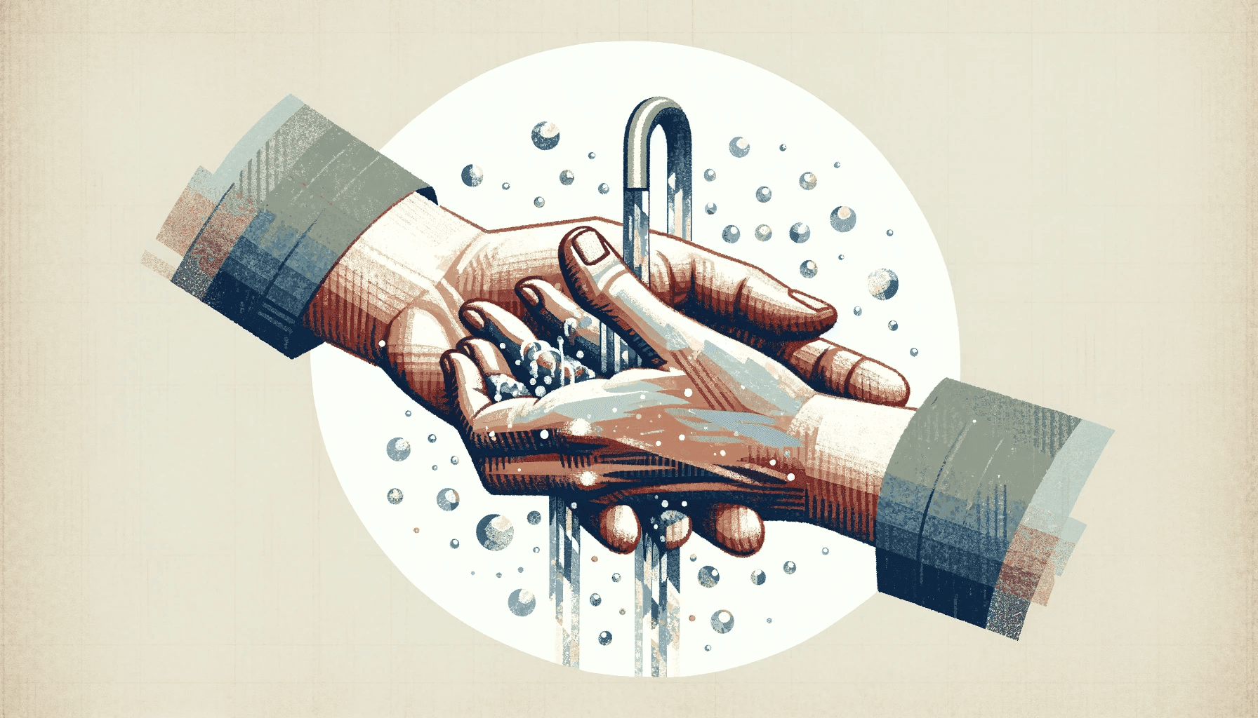 AI-generated image of one hand washing another