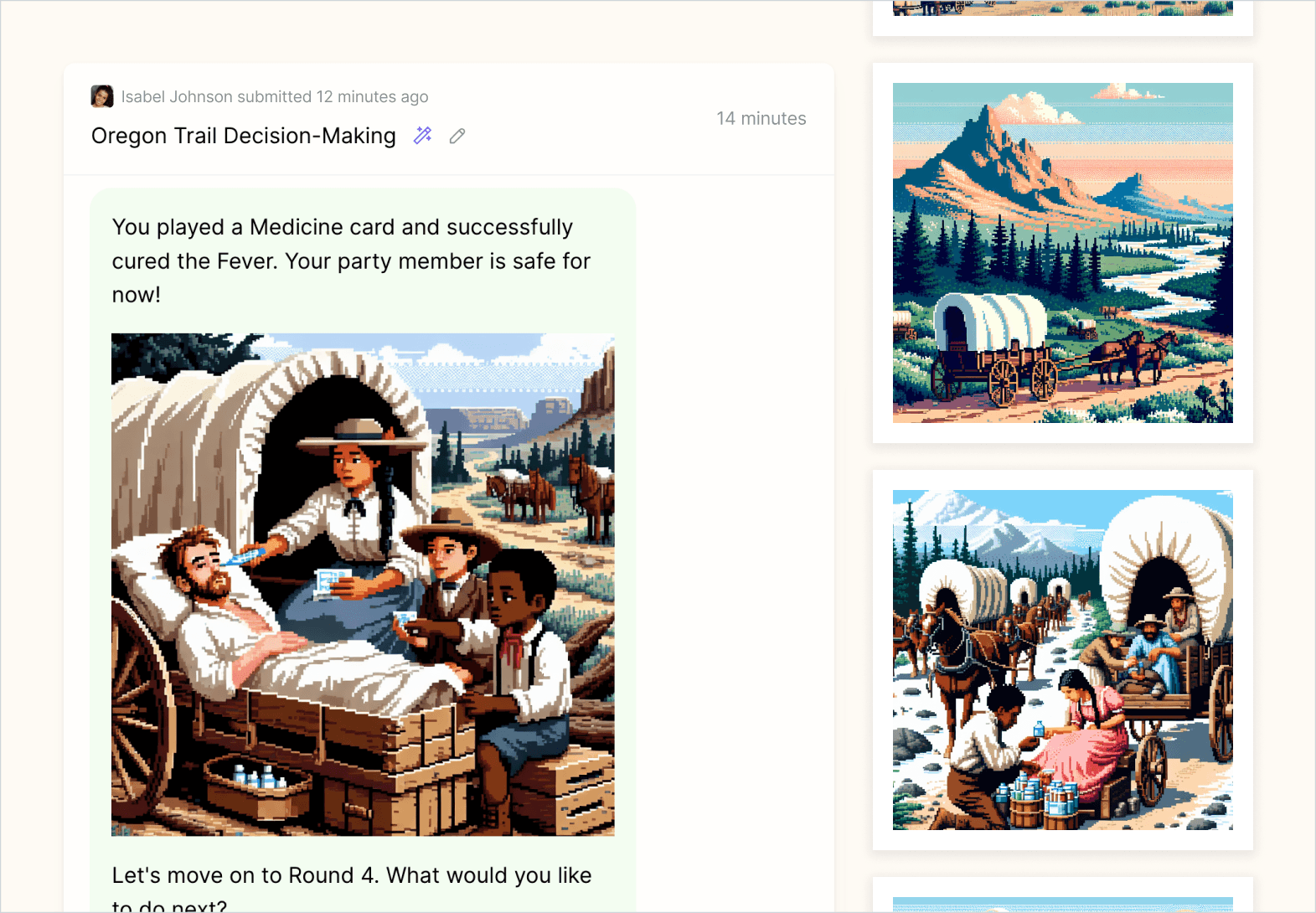 Example student session screenshot with additional Flint-generated images.