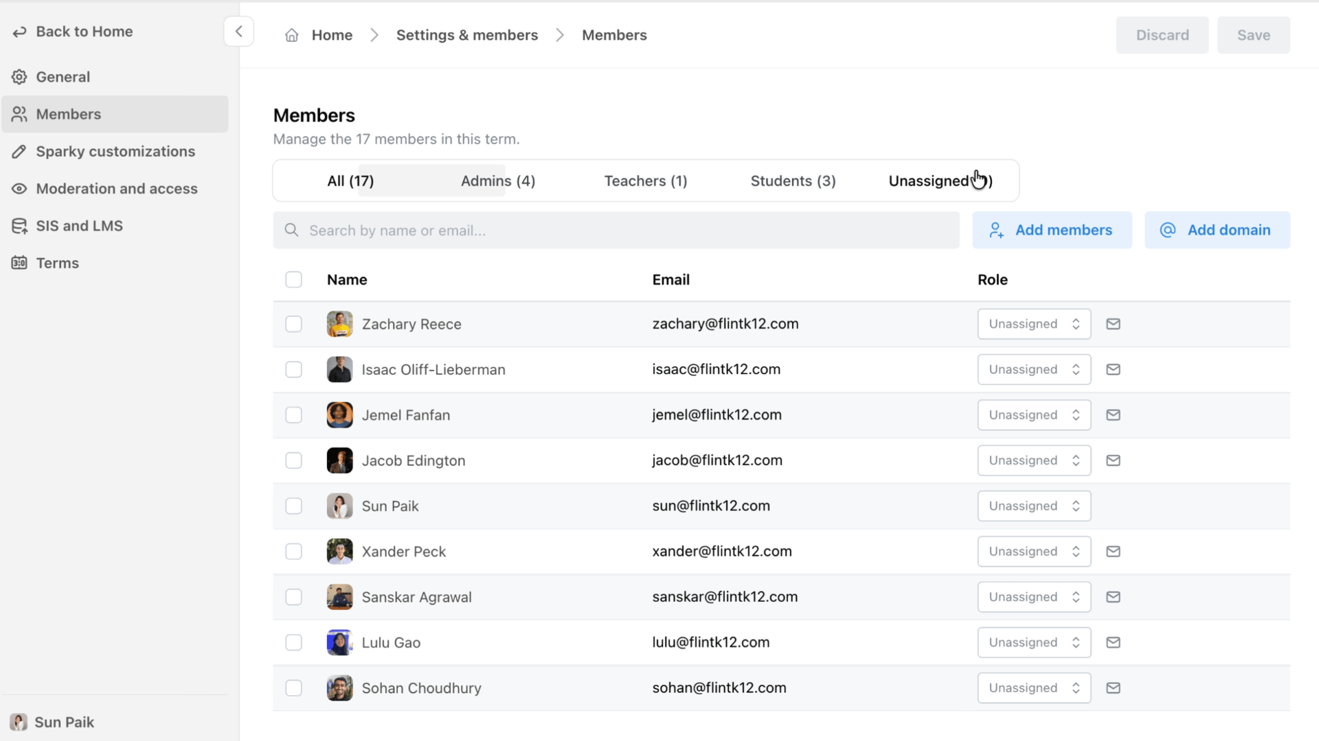 GIF showing updated workspace settings