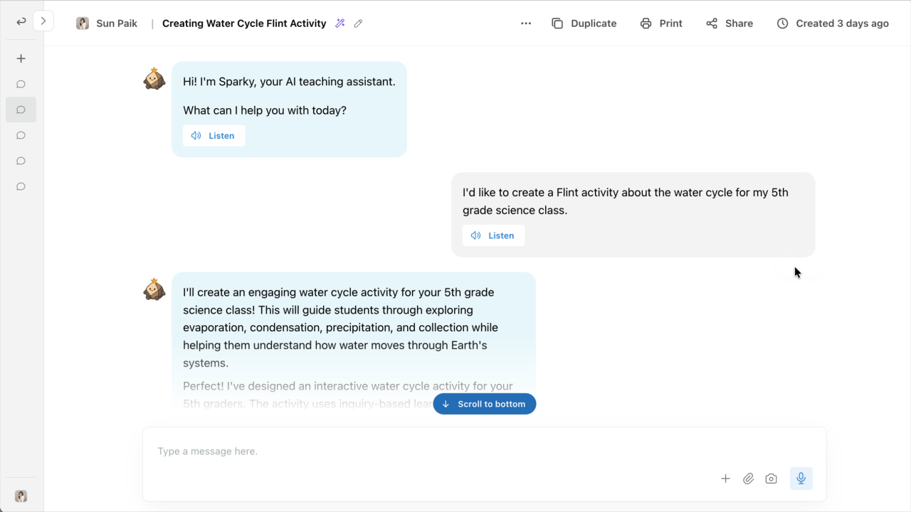 GIF showing student paste history