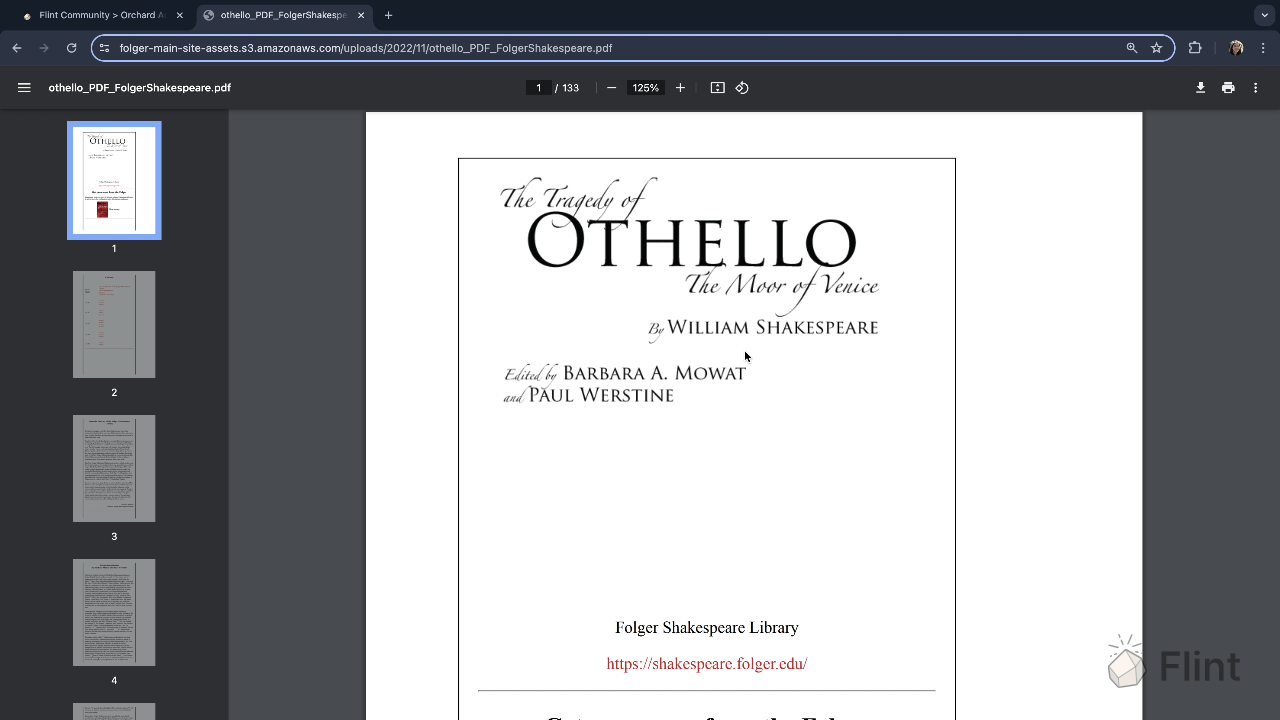 Gif showing the ability to upload the full Othello play into Flint.