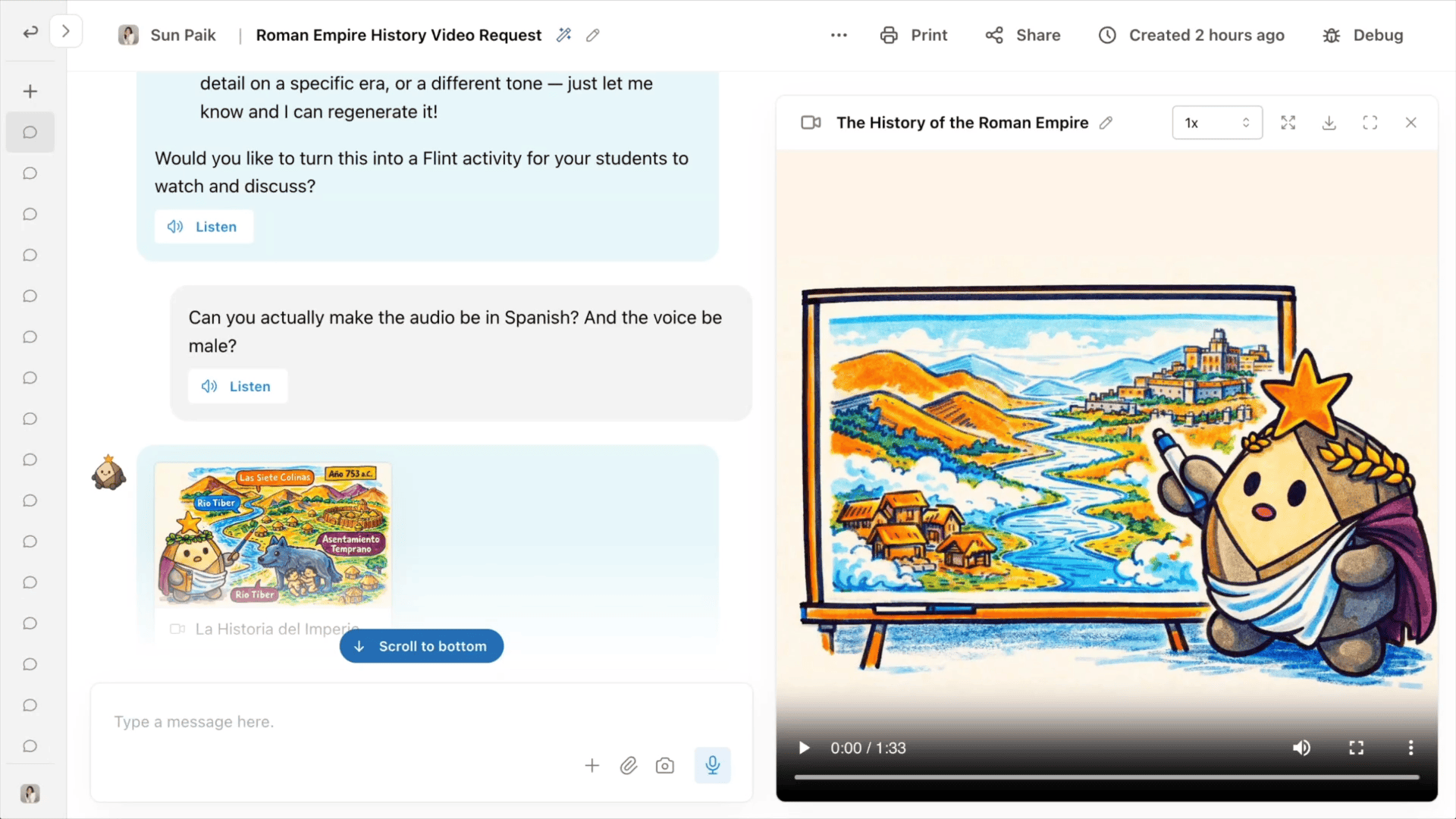 GIF of customizing voice and language in generated video