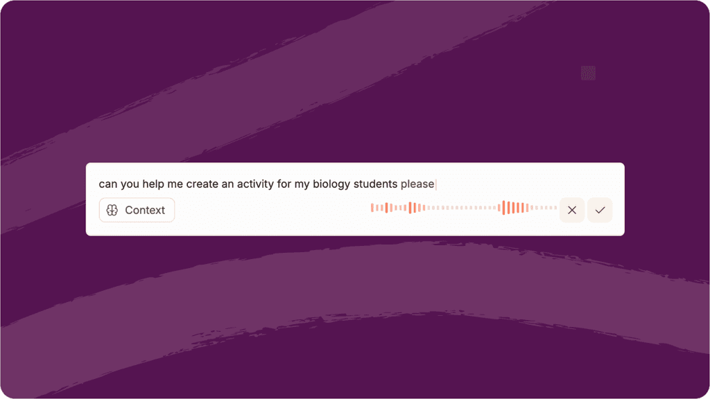 Live transcript shown while speaking to Sparky in voice mode